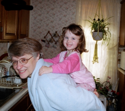 Grandma and Zoe piggyback time