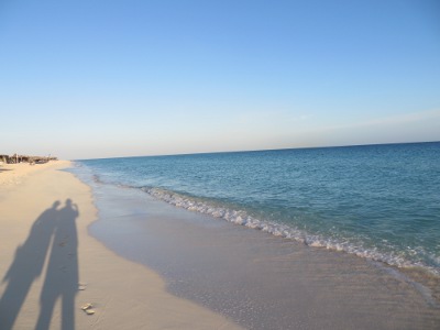 Our shadow on the beach