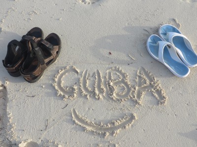 our shoes on the beach