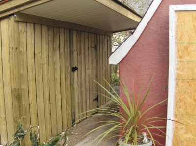 wood shed with door